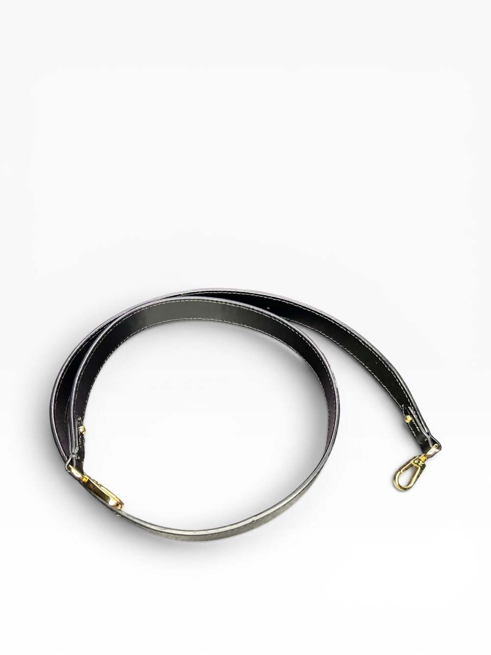 Black Leather Replacement Shoulder Strap with Gold-Tone Hardware
